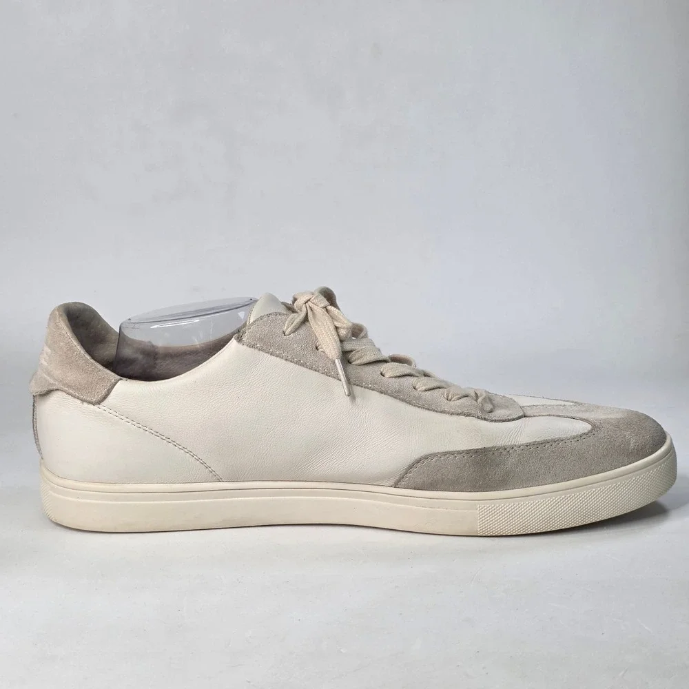 Clae Los Angeles Men's 14 Leather Suede Low Top Sneakers White Cream Shoes 48 EU